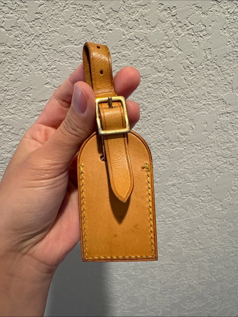 Louis Vuitton Mini Brown Leather Luggage Tag with K.M Initial